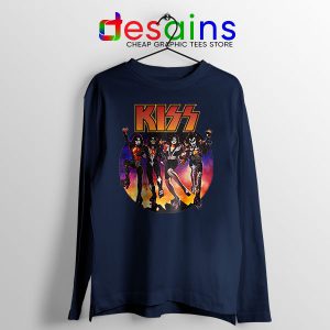 Kiss The Rock band Vintage Navy Long Sleeve Tee Music 1