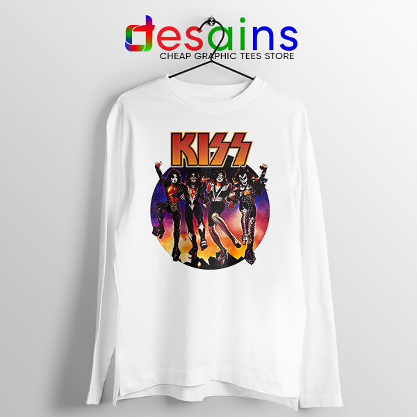 Kiss The Rock band Vintage White Long Sleeve Tee Music 1