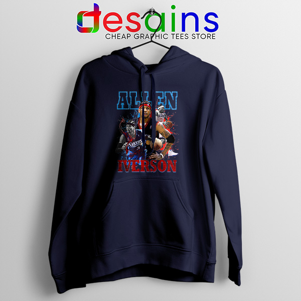 Allen Iverson Rookie AI Navy Hoodie 76ers Roster