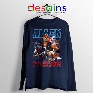 Allen Iverson Rookie AI Navy Long Sleeve Tee 76ers Roster