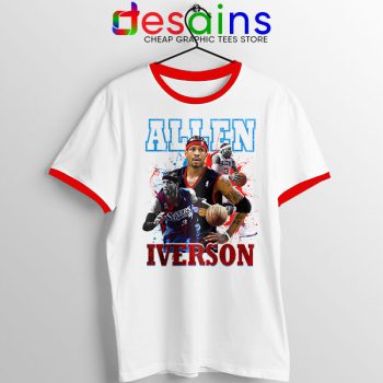 Allen Iverson Rookie AI Red Ringer Tee 76ers Roster