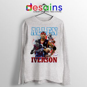 Allen Iverson Rookie AI Sport Grey Long Sleeve Tee 76ers Roster