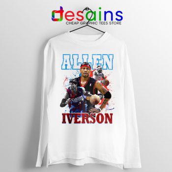 Allen Iverson Rookie AI White Long Sleeve Tee 76ers Roster