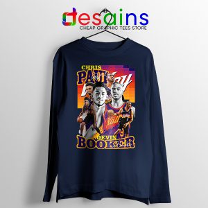 Chris Paul Devin Booker Suns Navy Long Sleeve Tee Phoenix NBA