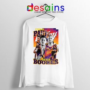 Chris Paul Devin Booker Suns White Long Sleeve Tee Phoenix NBA