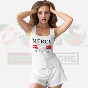 Merci Mon Chéri French Slogan Tank Top