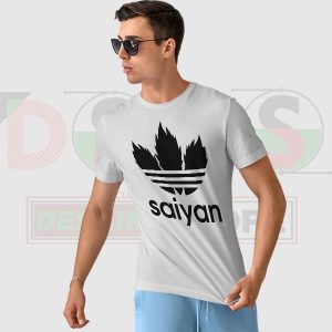 Saiyan parody Adidas logo graphic tee – anime streetwear style