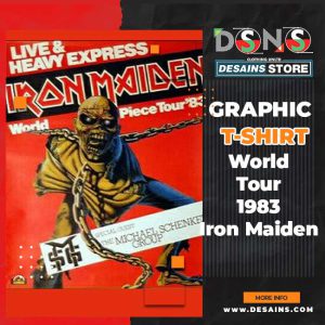 Vintage 1983 Iron Maiden World Piece Tour Retro Graphic T-Shirt