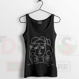 Art Tank Top Black Picasso Woman with Curls Sketch