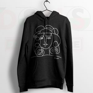 Hoodie Black Picasso Woman With Curls Sketch Paint