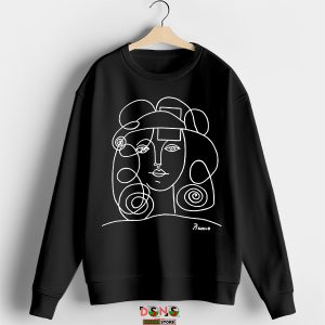 Sweatshirt Black Picasso Woman with Curls Sketch Art