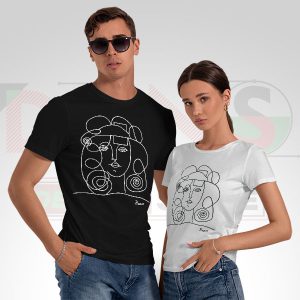 Tee Shirt Picasso Woman with Curls Sketch