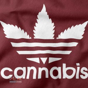 Adidas Logo Parody Hoodie with Marijuana Leaf Graphic