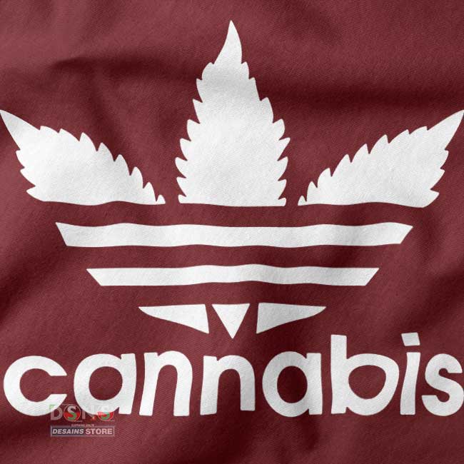 Adidas Logo Parody Hoodie with Marijuana Leaf Graphic