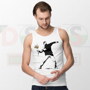 Cool Banksy Flower Thrower Stencil Art Tank Top
