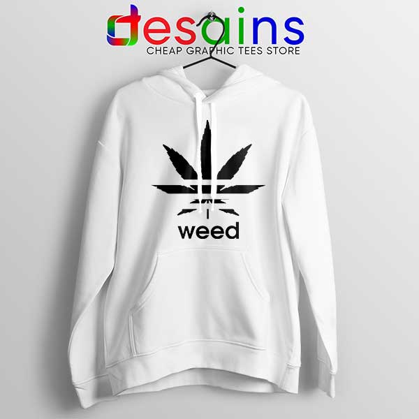 Hoodie White Weed Plant Parody Adidas Logo Legal Funny