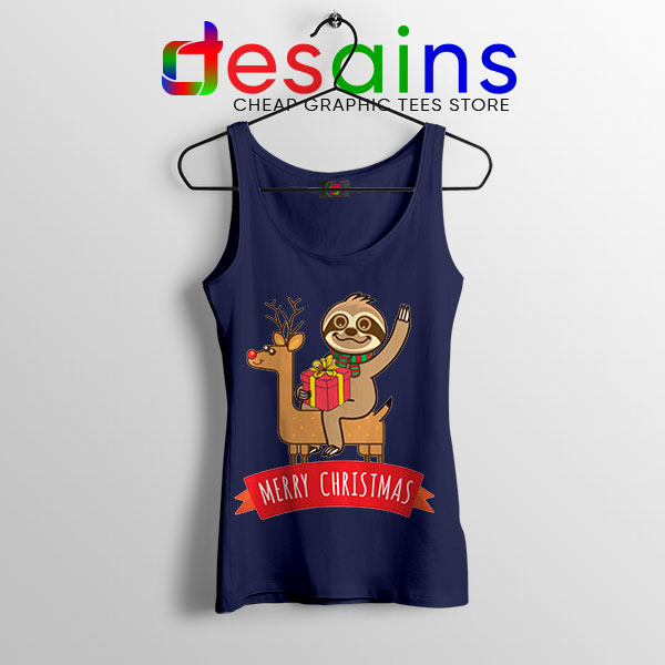 Tank Top Navy Sloth Merry Christmas Gift From Goonies