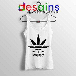 Tank Top White Weed Plant Parody Adidas Logo Funny
