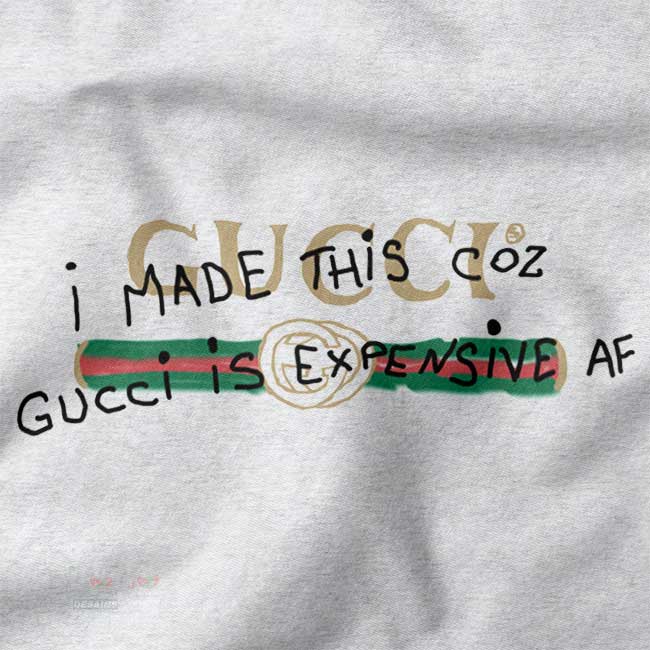 hand-drawn Gucci parody logo and funny text I made this coz it's expensive AF