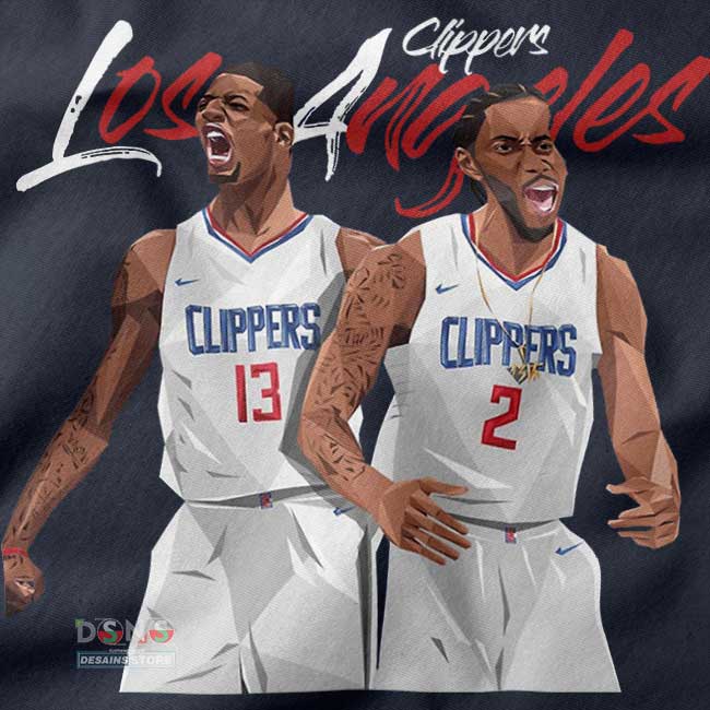 Close-up of Kawhi Leonard Paul George Design on LA Clippers Sweatshirt