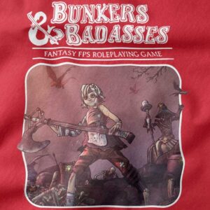 Bunkers and Badasses crewneck sweatshirt with Tiny Tina RPG graphic