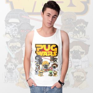 Graphic Movie Tank Top White Pug Wars Dog Star Wars