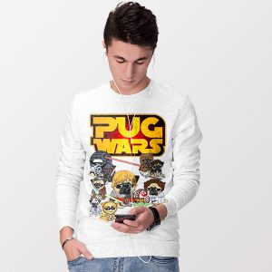 Parody Pug Wars Dog Star Wars White Sweatshirt