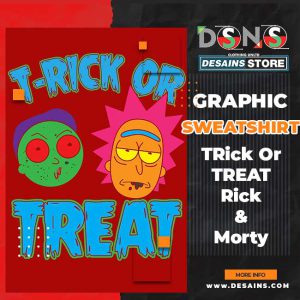 Pickle Rick Trick or Treat Graphic Sweatshirt Halloween