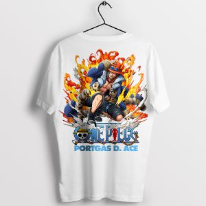 One Piece Ace Burning Spirit HUnger White T-Shirt