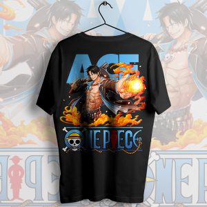 One Piece Blazing Blades Ace's Fire Sword Black Hunger T-Shirt