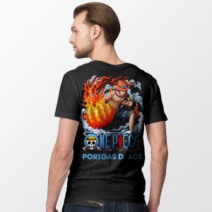 Sea of Flames Portgas D Ace Black Graphic T-Shirt