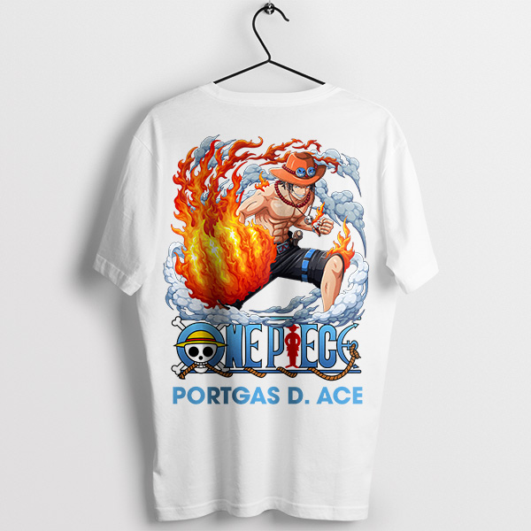 Sea of Flames Portgas D Ace Hunger White Graphic T-Shirt