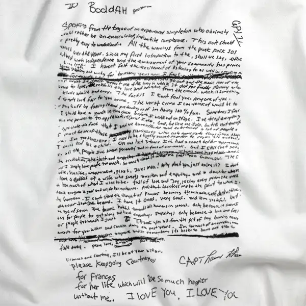 Kurt Cobain Suicide Note Die Document Shirt