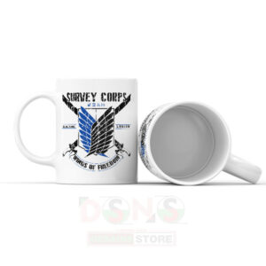 Anime-themed coffee mug featuring Survey Corps badge design