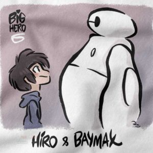 Cute Baymax and Hiro Big Hero 6 cotton shirt