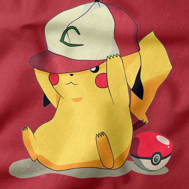 Pokemon Cute Electric Pikachu Mascot T-Shirt With Trainer Cap