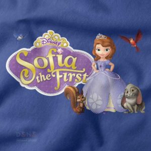 Cute Sofia the First cartoon princess tee with vibrant artwork