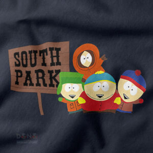 Funny South Park cast lineup tee with colorful print