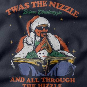 Snoop Dogg dressed as Santa Claus reading a book funny christmas illustration